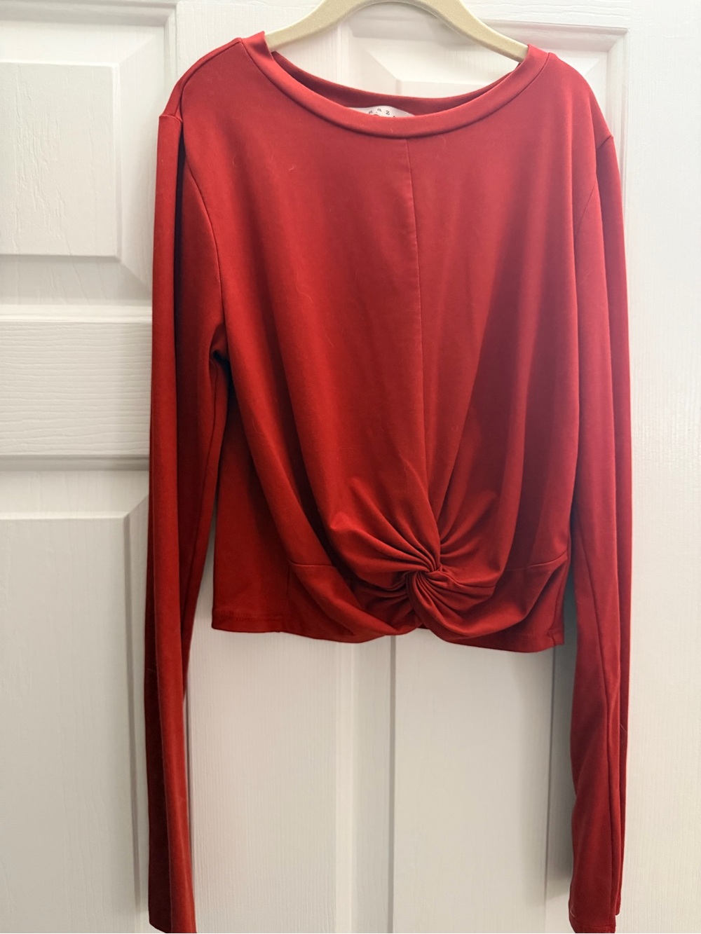 Women XS by Gaze Rust Long Sleeve Twist-Knot Top